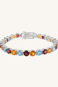 Blue Topaz and <b>Garnet</b> Citrine <b>Bracelet</b> in 92.5 Sterling Silver KLSB-20488 - Product Image 2