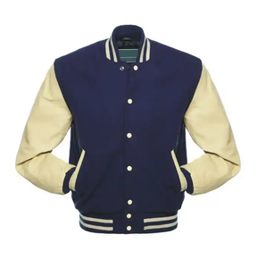 แจ็คเก็ตเบสบอลแบบ Letterman สั่งทำขายส่งได้ คุณภาพสูง สำหรับโรงเรียน/วิทยาลัย แขนยาว คอตั้ง ไซส์ XL สำหรับฤดูหนาว - Product Image 1