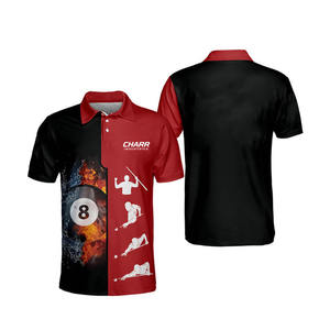 Camiseta de Billar Personalizada, Talla Grande, Transpirable, 100% Poliéster, Uniforme Deportivo, Impresión de Logotipo por Sublimación, Jersey de Billar - Product Image 1