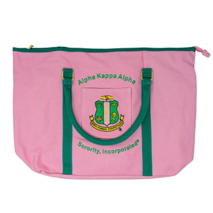 Women's Pink and Green Heavy Duty Canvas Tote <b>Bag</b> <b>Large</b> Capacity <b>Shoulder</b> Shopper <b>Bag</b> Zipper Closure Travel Carryall - Product Image 5