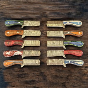 Couteau de boucher professionnel en acier Damas pour la vente en gros |   Couteau à lame pointue avec manche en bois de Pakka |   Couteau de camping durable OEM - Product Image 3