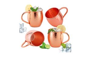 Lot de 4 tasses à mules de Moscou authentiques fabriquées à la main en métal cuivré sans danger pour les aliments pour les cadeaux d'affaires, les mariages et les fêtes - Product Image 2