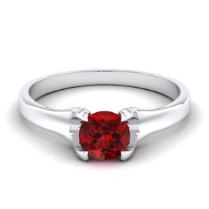 Bague en or massif 14 carats REYES de haute qualité avec pierre précieuse grenat taille brillant rond de 0,84 carat, bague de naissance, bijoux fins - Product Image 1