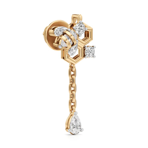 Geometric Drop <b>Earrings</b> 18K Solid Gold Diamond Pear Cut Women's Luxury <b>Wedding</b> Jewelry - Product Image 2