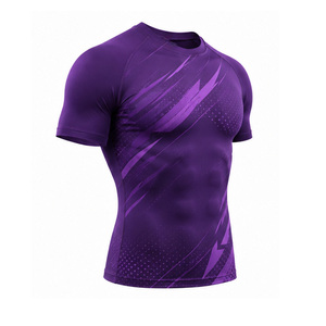 T-shirt de compression pour hommes en gros, extensible, respirant, pour la gym, le fitness, la course, l'entraînement sportif, couche de base athlétique, personnalisable OEM - Product Image 3