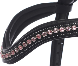 High Quality Customized English Leather Browband Soft Padded Western Riding Bridle <b>Light</b> <b>Rose</b> Amethyst Crystals Horse Equipment - Product Image 3