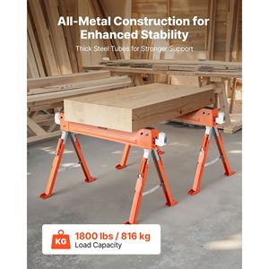 Set di 2 Cavalletti Pieghevoli Resistenti, Capacità di Carico 1800 Libbre, Altezza Regolabile, con Gambe Robuste per Lavori Artigianali - Product Image 3