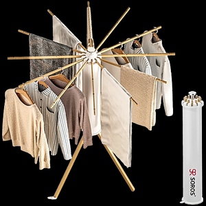 Luxury design Wooden rotary clothes <b>drying</b> <b>rack</b> tripod laundry indoor outdoor portable <b>drying</b> stand customization available - Product Image 2