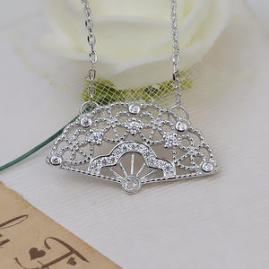 Women's S925 Silver <b>Fine</b> <b>Jewelry</b> <b>Sets</b> DIY Accessory Fan-Shape Earring Necklace Pendant Collarbone Chain Tire Hair Pearl Hollow - Product Image 2