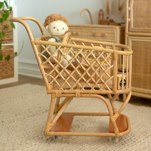 Eco Friendly Rattan <b>Supermarket</b> Stroller <b>Mini</b> Shopping Toy Carts Wholesale Shopping Trolley Cart Toys - Product Image 6