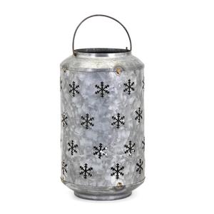 Lanterne en métal galvanisé flocon de neige de qualité supérieure, porte-bougie décoratif intérieur/extérieur, thème hiver unique, décoration d'intérieur avec poignée - Product Image 1