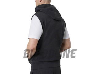 Chaleco con Capucha y Cremallera sin Mangas para Hombre, Color Sólido, Informal, de Felpa Francesa, Corte Regular, para Otoño - Product Image 2