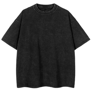 Camiseta de mezclilla de algodón extragrande para hombre, manga corta, cuello redondo, color liso, ajuste holgado informal, estilo lavado. - Product Image 5