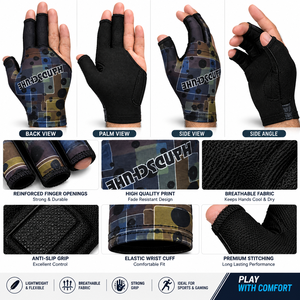 Stretch Hook And Loop Billiards and Snooker Gloves Fingerless Pull On Billiards Half Finger Billiard Glove Right Hand <b>Men</b> - Product Image 3