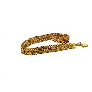 Pulsera de malla ancha de oro macizo de 22 quilates de primera calidad, estilo Delhi, joyería fina para hombre, regalo de lujo para boda o compromiso, cierre con gancho en S - Product Image 1