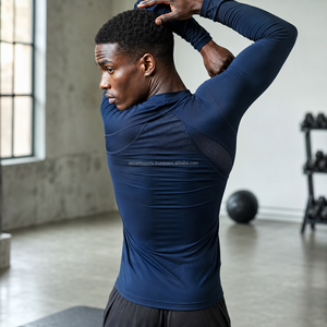 Men <b>Skin</b>-Fit Compression Shirt OEM Custom <b>Base</b> <b>Layer</b> Running Top Moisture Wicking High Quality Design - Product Image 5