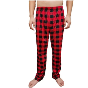 High quality <b>Men's</b> Red Black Plaid <b>Flannel</b> Sleep Pants Soft Cotton Pajama Bottoms Winter Casual Wear - Product Image 1