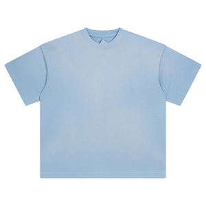 Camiseta de hombre con hombros caídos, OEM, con lavado ácido, logotipo bordado, efecto pulverizado, estampado personalizado, estilo vintage - Product Image 5