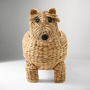 Cute Handmade Water Hyacinth Dog Kids <b>Storage</b> <b>Basket</b> Animal <b>Toy</b> Organizer Woven <b>Storage</b> Bin for Children Nursery Playroom - Product Image 6