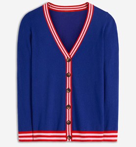 Cárdigan Varsity con Cuello en V para Hombre, Transpirable, a Rayas, de Punto, con Botones, para Equipos Escolares - Product Image 1