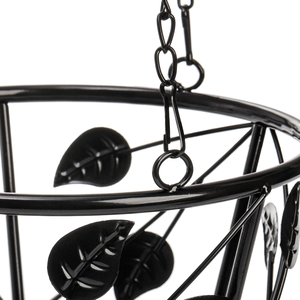 Leaf Accent <b>Hanging</b> Flower Pot <b>Basket</b> with Three Chain Suspension Decorative Iron Holder for Balcony Patio <b>Indoor</b> Outdoor Garden - Product Image 3