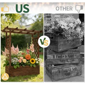 43.5*17.5*44.5 in Fir Wood <b>Arched</b> Lattice Raised <b>Garden</b> Bed with Carbonized <b>Wooden</b> Planting Frame Fencing Trellis <b>Gates</b> Product - Product Image 3