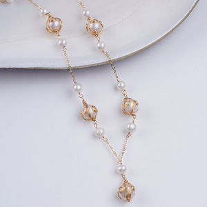 Collier de perles d'eau douce naturelles haut de gamme, polyvalent, long, avec chaîne de clavicule, élégant et stylé - Product Image 5