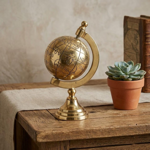 Mini globe en laiton sur support, carte du monde gravée vintage, ornement de table, globe décoratif pour bureau, accessoire de bureau, salle d'étude, voyage - Product Image 3