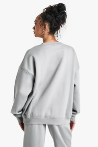 Sudaderas Personalizadas con Logotipo Bordado en Tono Gris Claro, Sudaderas de Felpa Gruesa para Mujer, Sudaderas con Hombros Caídos, Sudaderas Casuales - Product Image 3
