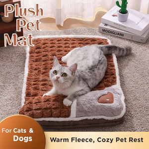 ที่นอนสัตว์เลี้ยงสำหรับฤดูหนาว ผ้ากำมะหยี่นุ่มสบาย พร้อมหมอนข้างหนุน ที่นอนหนานุ่มสำหรับลูกสุนัขและลูกแมว พร้อมแผ่นกันลื่น - Product Image 5