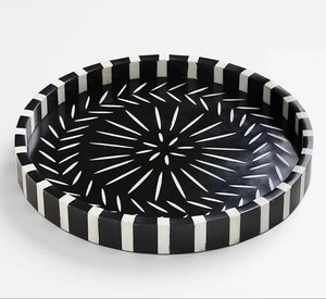 Bone Serving <b>Tray</b> with Floral Resin and Bone Inlay Disposable Stocked Square Polished Classic Design for <b>Kitchen</b> Decor - Product Image 5