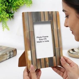 <b>Beads</b> <b>Art</b> Handmade Buffalo Horn Wood Photo Frame 4x6 Inches Square Tabletop Decor Model H Made Uttar Pradesh Vertical - Product Image 2