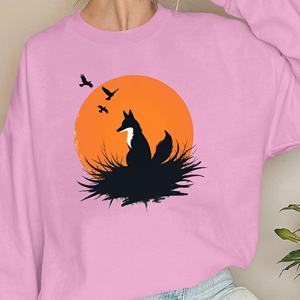 Sudaderas de mujer silueta de zorro con puesta de sol - Product Image 3