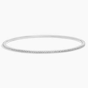 Stackable Pavé Diamond <b>Bangle</b> in White Gold - Product Image 3