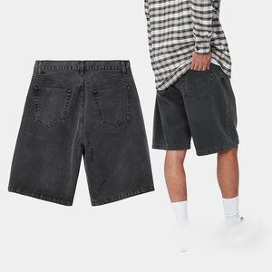 Shorts en denim brodés, shorts en denim délavés personnalisés, streetwear pour hommes, shorts baggy en denim - Product Image 2