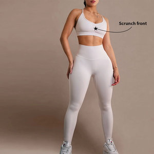 Ensemble de yoga 2 pièces haut de gamme pour femme, taille plus, couleur unie, avec soutien-gorge et leggings taille haute, séchage rapide, respirant, extensible dans les 4 sens, écologique, pour la gym - Product Image 2