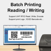 Imprimante d'étiquettes RFID ultra-haute fréquence (UHF) 860-960 MHz Encodeur EPC Imprimante de bureau USB Prend en charge les étiquettes RFID UHF Matériel ABS