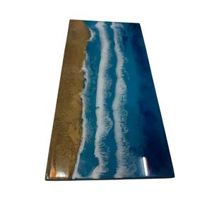 Table à manger en bois massif Ocean River avec plateau en époxy contemporain, caractéristique fixe, mobilier de salle à manger moderne pour cuisine, atelier - Product Image 3