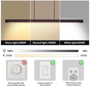 Lampadario a Sospensione LED Moderno da 51 Pollici in Legno di Noce, Lampada Regolabile per Sala da Pranzo e Soggiorno, Elegante Chandelier Color Noce - Product Image 6