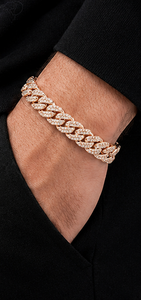 Premium Cuban link <b>bracelet</b> in rose gold with oversized links hand set lab grown diamonds luxury fashion statement jewelry - Product Image 6