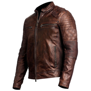 Nueva llegada, chaqueta de cuero para hombre, estilo casual, a prueba de viento, para motociclistas, color negro, elegante y a la moda, de cuero genuino. - Product Image 3