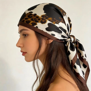1 pañuelo elegante con aspecto de seda, diseño con estampado animal, versátil para cabeza/cuello/bolso, pañuelo de moda para mujer, chal cuadrado suave - Product Image 1