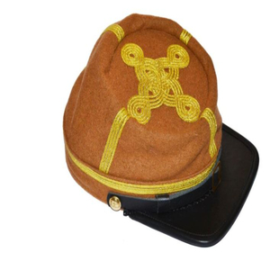 Gorras Kepis Unisex de 6 Paneles, Ajustables, Bordadas en Color Marrón, 100% Lana, Estilo Militar Americano, Reproducción de la Gorra Confederada Butternut - Product Image 5
