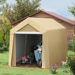 Tenda da Esterno Resistente 7x12 per Stoccaggio, Zincata Beige Impermeabile Portatile per Attrezzi e Biciclette - Product Image 2