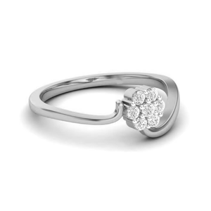 14K Solid White Gold Real Diamond Floral Cluster <b>Ring</b> for Women | Flower Design <b>Open</b> Band | Elegant Fine Jewelry Gift for Her - Product Image 2