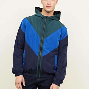 Chaqueta Cortavientos Impermeable para Hombre 2025, Diseño Vintage con Bloques de Color, Cierre de Cremallera y Cuello Alto, Poliéster/Nylon - Product Image 3