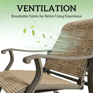 Sedia a dondolo da esterno marrone chiaro misto per terrazza e giardino, poltrona per arredamento da patio - Product Image 3