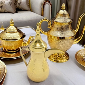High Quality Golden Unique Brass Dallah Arabic Tea Pot Manufacturer, for Home and Hotel Decorative Dallah - Product Image 6