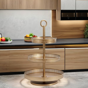 Classic 3 Tier & 2 Tier Fruit Basket Stand Metal <b>Kitchen</b> <b>Storage</b> <b>Rack</b> Countertop Organizer for home hotel restaurant - Product Image 1