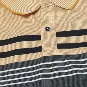 Camiseta Polo para Hombre con Bloques de Color, Manga Corta, Tejido de Punto, Rayas, Corte Regular, Diseño Beige, Gris, Negro y Blanco - Product Image 6